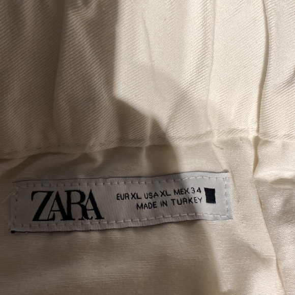 Zara Men’s Drawstring Waste Pants Cotton Linen Blend White - Picture 3 of 3